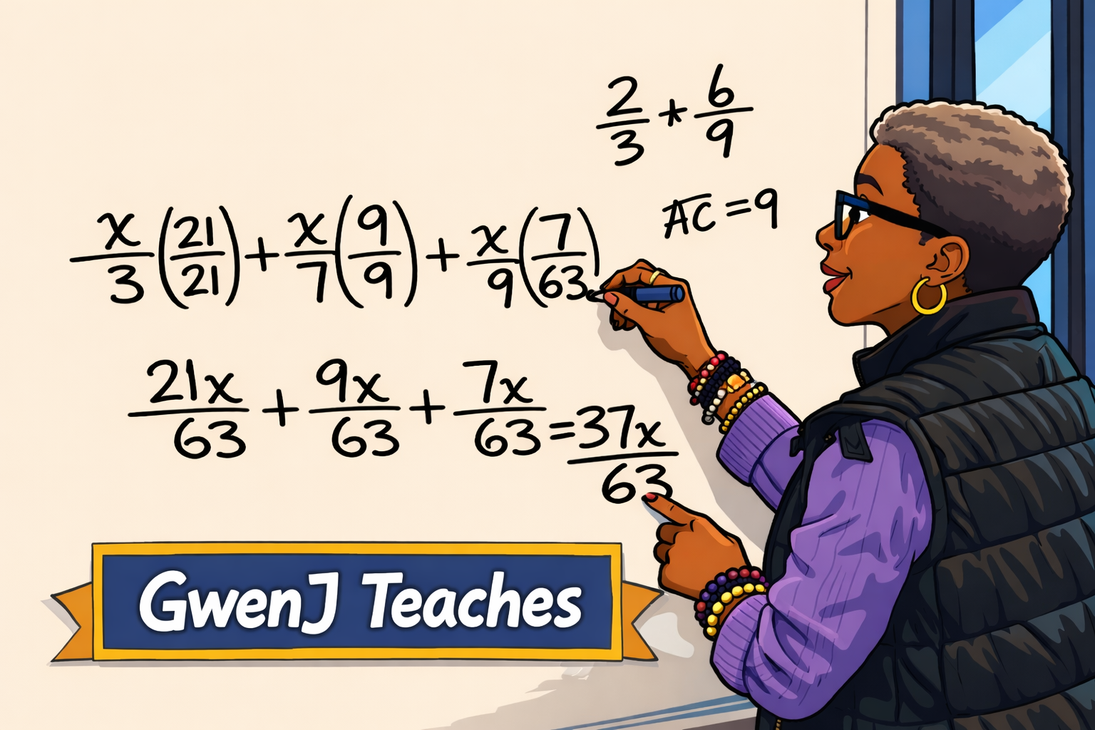 Dr. GwenJ teaching math at a whiteboard — GwenJ Teaches